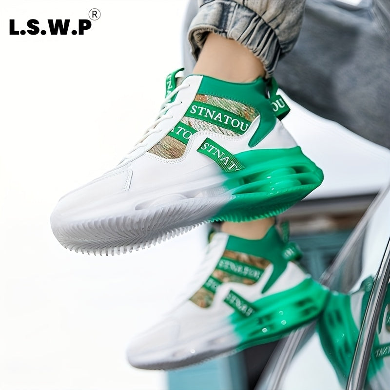 Unisex High-Top Sneakers | Fashionable Casual Street Style, Lace-Up, Faux and Fabric, EVA and TPU Sole, Round Toe - L.S.W.P