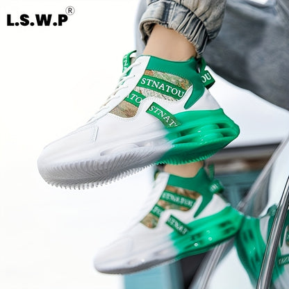 Unisex High-Top Sneakers | Fashionable Casual Street Style, Lace-Up, Faux and Fabric, EVA and TPU Sole, Round Toe - L.S.W.P