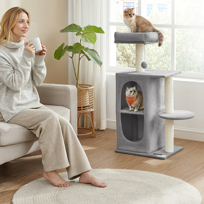 Tree for Cats with 2 Caves, Scratching Post, for Homes with Multiple Cats, Kittens