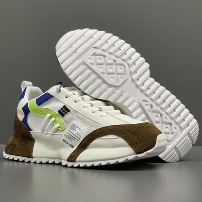 Sneakers da uomo alla moda, scarpe sportive e casual per tutte le stagioni, basse, con lacci, punta tonda, comoda tomaia in PU e suola in PVC