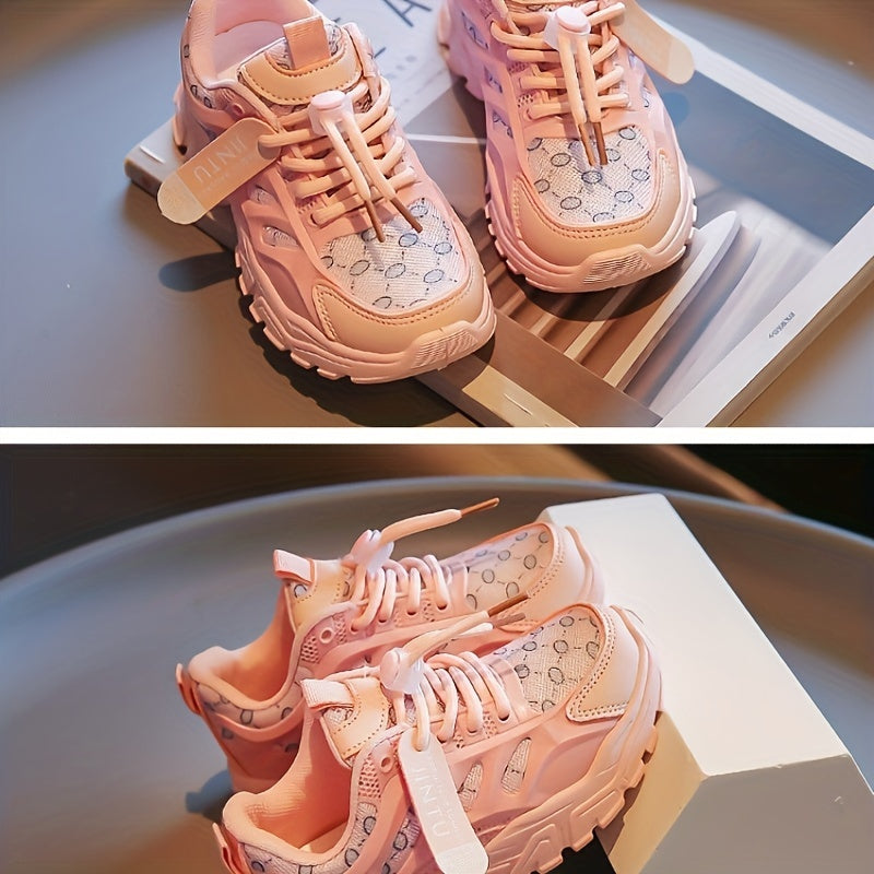 Sneakers alla moda per ragazze - Scarpe da corsa traspiranti, con suola in gomma antiscivolo e chiusura con lacci per bambine e ragazze