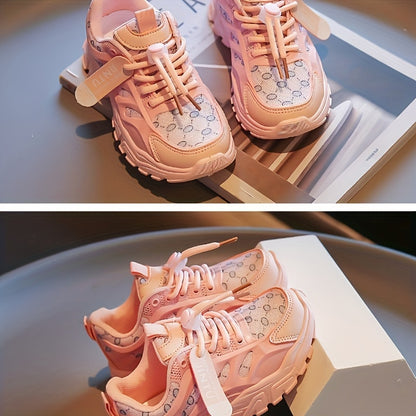 Sneakers alla moda per ragazze - Scarpe da corsa traspiranti, con suola in gomma antiscivolo e chiusura con lacci per bambine e ragazze