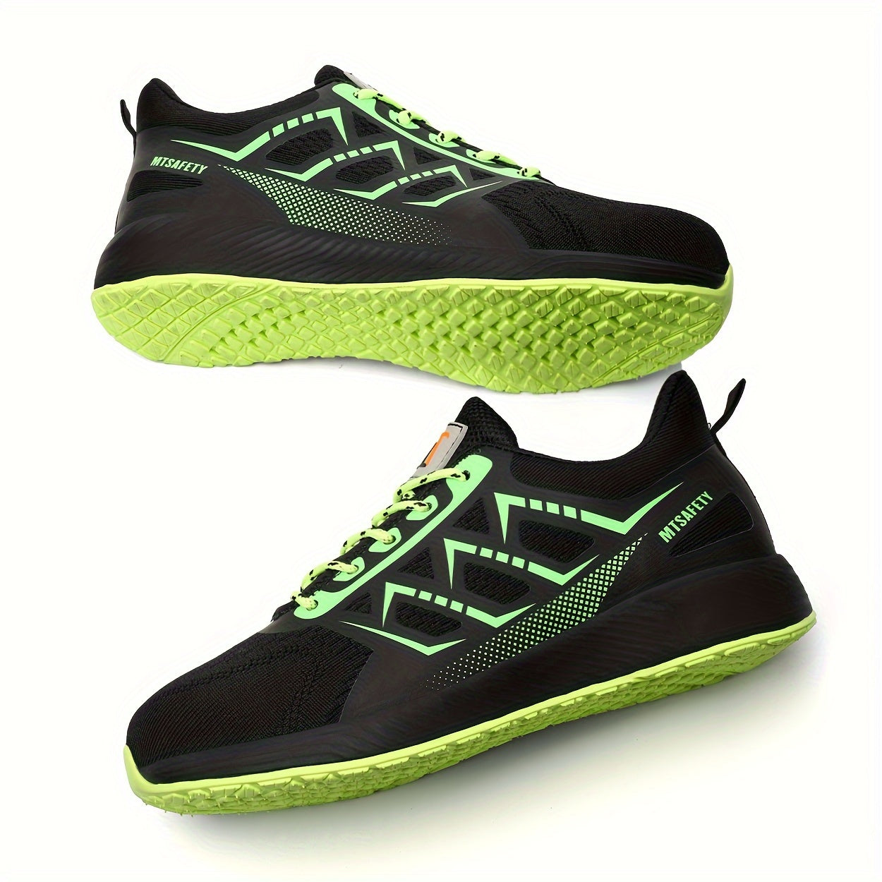 Scarpe antinfortunistiche da lavoro antiscivolo antiforatura con punta in acciaio da uomo, scarpe da ginnastica traspiranti in maglia intrecciata per edilizia industriale