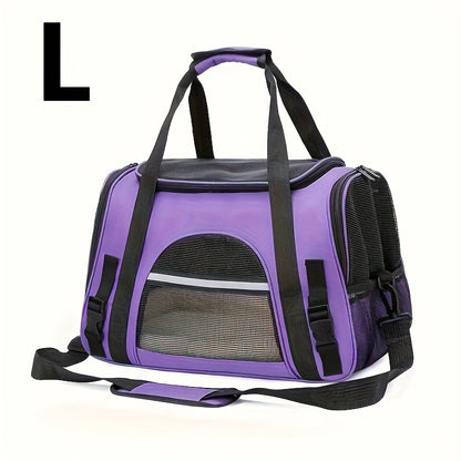 Trasportino portatile per gatti con materassino in peluche - Borsa da viaggio traspirante di grande capacità per le gite con animali domestici, chiusura con cerniera, rete ventilata e fodera morbida, cinghie di sicurezza per auto e uso esterno