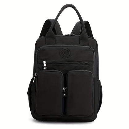 Zaino alla moda da donna, in nylon, con manico morbido, tinta unita, multitasche, con cerniera da viaggio, borse scolastiche femminili, zaino per laptop