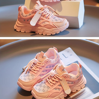 Sneakers alla moda per ragazze - Scarpe da corsa traspiranti, con suola in gomma antiscivolo e chiusura con lacci per bambine e ragazze