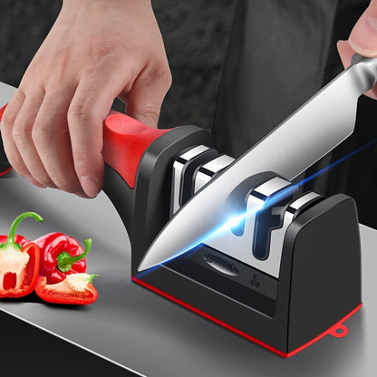 Affilacoltelli professionale da cucina a 4 stadi, pietra per affilare i coltelli, pietra per affilare in tungsteno e diamante, strumento per affilare in ceramica (materiale: pietra per affilare elettrorivestita + tungsteno e diamante + ceramica