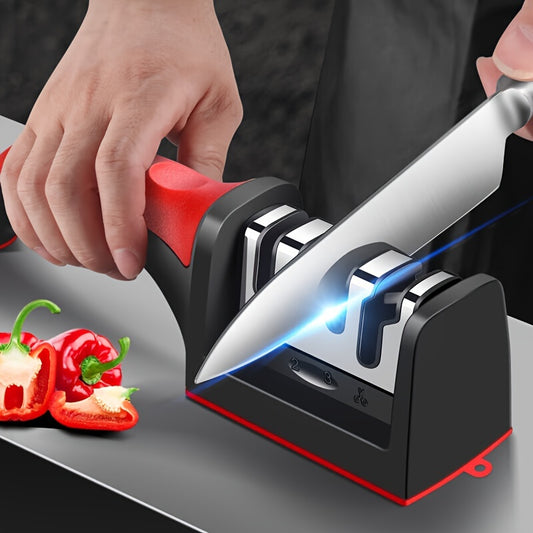Affilacoltelli professionale da cucina a 4 stadi, pietra per affilare i coltelli, pietra per affilare in tungsteno e diamante, strumento per affilare in ceramica (materiale: pietra per affilare elettrorivestita + tungsteno e diamante + ceramica