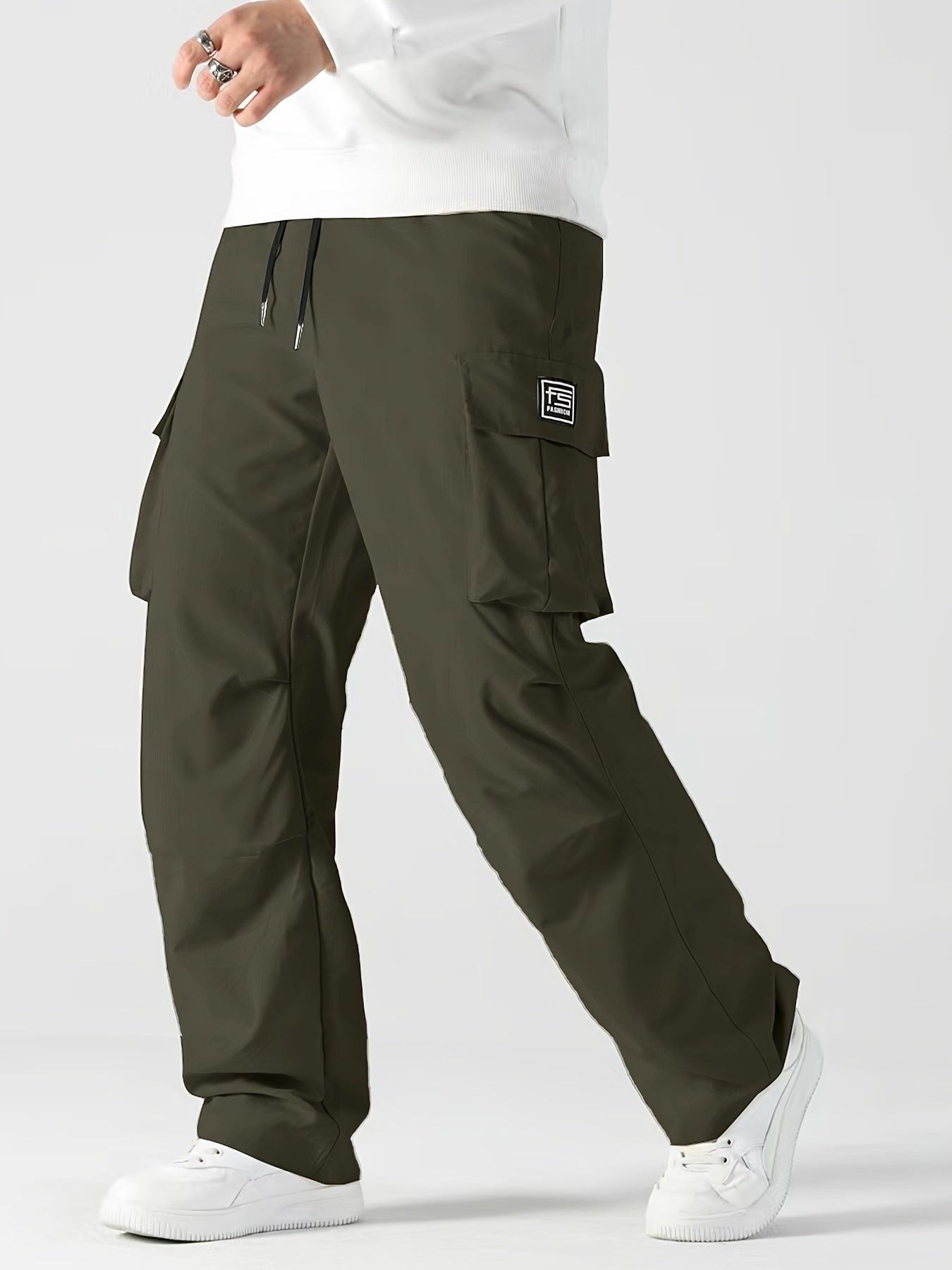 Men's Stylish Cargo Pants - Casual Loose Fit with Multiple Pockets, Perfect for Spring/Fall Outdoor Activities