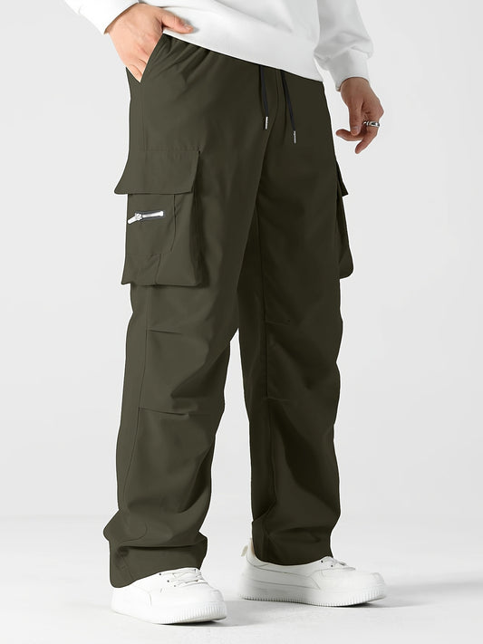 Men's Stylish Cargo Pants - Casual Loose Fit with Multiple Pockets, Perfect for Spring/Fall Outdoor Activities