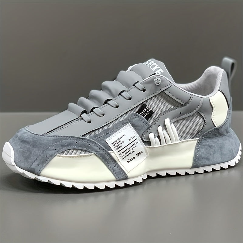 Sneakers da uomo alla moda, scarpe sportive e casual per tutte le stagioni, basse, con lacci, punta tonda, comoda tomaia in PU e suola in PVC