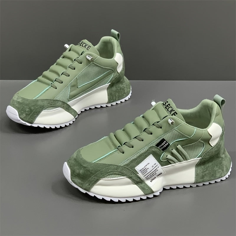 Sneakers da uomo alla moda, scarpe sportive e casual per tutte le stagioni, basse, con lacci, punta tonda, comoda tomaia in PU e suola in PVC