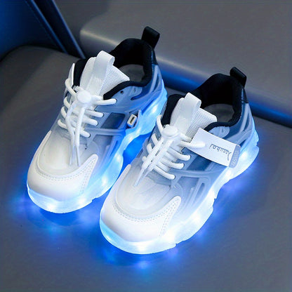Usb Charging Light Shoes Colorful Sixteen Mode Running Horse Light Shoes Cool Luminous Boys Girls Can Change Color Color Lights Running Sneakers Cartoon Casual Shoelace Light Shoes