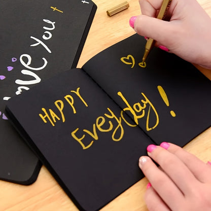 1 quaderno di carta nera da 60 pagine, blocco note da 56K per schizzi e graffiti, per disegno, pittura, ufficio, scuola, regali di cancelleria, articoli essenziali per il ritorno a scuola