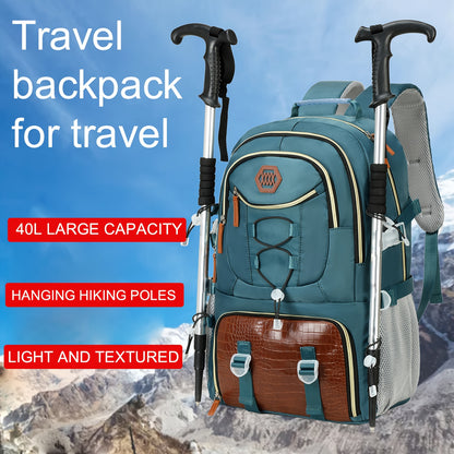 Zaino da viaggio di grande capacità da 40 litri con porta, scomparto per laptop da 17,3 e vano portascarpe - Zaino da trekking resistente con power bank, custodia imbottita per laptop, spallacci imbottiti regolabili