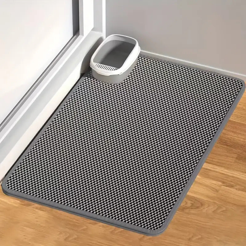 Double-Layer Cat Litter Mat with EVA Material | Odor-Control, Non-Slip, Easy-Clean Design for Indoor Cats, Durable & Comfortable Pet Waste Management, Modern Pet Accessory, Easyclean Material