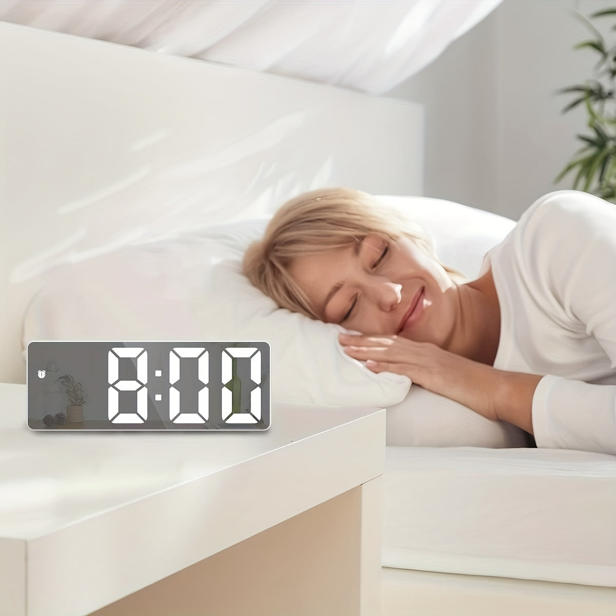 1 sveglia digitale a LED, display HD a specchio con funzione snooze, luminosità regolabile su 3 livelli, con temperatura, 12/24 ore, sveglia elettronica a batteria e USB per camera da letto, arredamento per la casa
