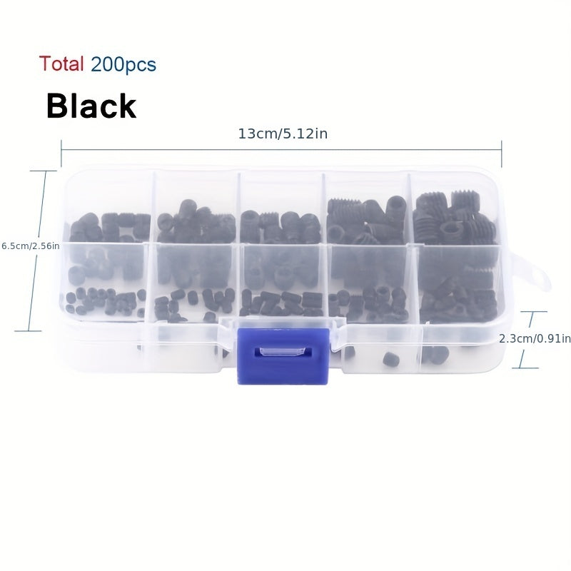 100-200pcs St 304 Stainless Steel Allen Head Socket Hex Set Grub Screw Cup Point Assortment