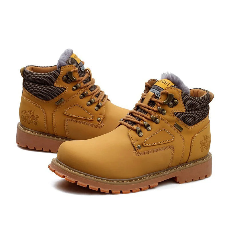 Stivali da uomo in vera pelle scarpe da lavoro Casual marrone marchio di lusso autunno inverno stivaletti maschili di moda fatti a mano Bot