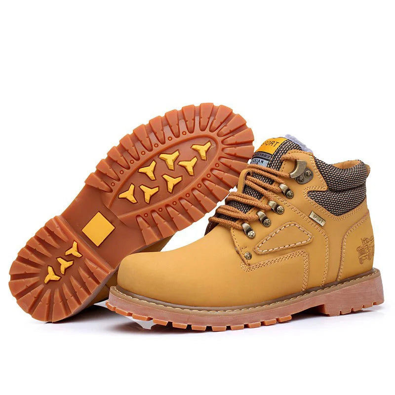 Stivali da uomo in vera pelle scarpe da lavoro Casual marrone marchio di lusso autunno inverno stivaletti maschili di moda fatti a mano Bot