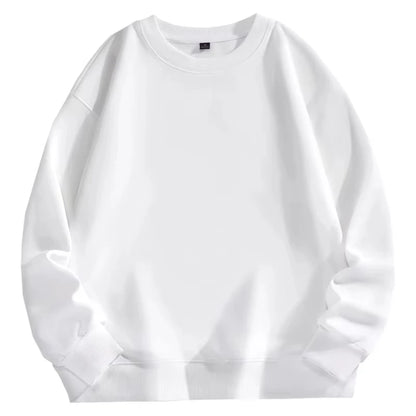 Felpa casual da uomo con scollo tondo e maniche lunghe, classica da uomo, tinta unita, ideale per le coppie, abbigliamento essenziale quotidiano