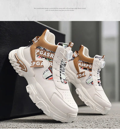 Scarpe da corsa sportive da uomo di grandi dimensioni per adolescenti, casual, con bottone di rotazione, fondo spesso, scarpe da papà rialzate, nuovo arrivo autunnale
