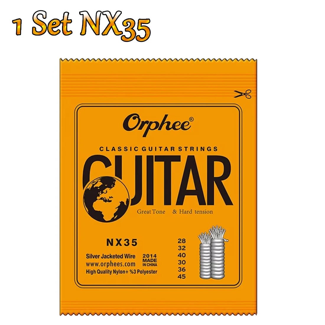 Set 10/50 Corde per chitarra classica Orphee in filo d'argento placcato Corde in nylon Serie NX 6 pezzi/set per principianti per chitarra classica