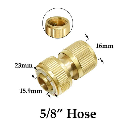 Raccordo rapido per tubo flessibile in ottone da 1/2'', 5/8", 3/4'', 1'', raccordo di arresto dell'acqua, raccordo per rubinetto con filettatura in rame, adattatore per pistola per irrigazione da giardino