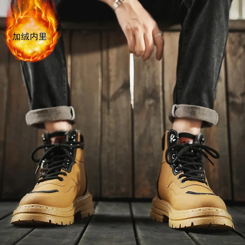 Stivali da uomo invernali Scarpe da esterno in cotone caldo peluche Nero Taglia 48 Scarpe da uomo resistenti al freddo con lacci impermeabili antiscivolo