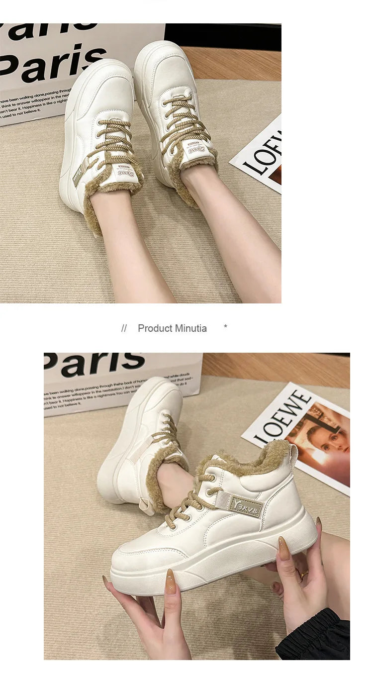 Stivali da neve da donna Scarpe in cotone ispessito in pile Inverno Nuove scarpe calde e versatili con la suola spessa Stivali da neve alla moda resistenti al freddo