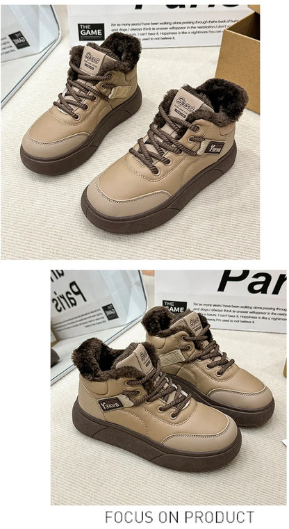 Stivali da neve da donna Scarpe in cotone ispessito in pile Inverno Nuove scarpe calde e versatili con la suola spessa Stivali da neve alla moda resistenti al freddo