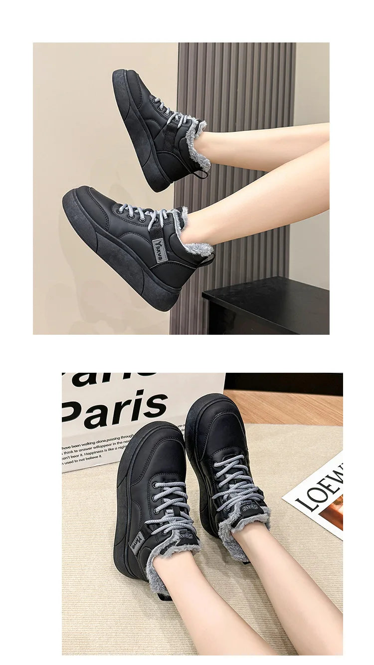 Stivali da neve da donna Scarpe in cotone ispessito in pile Inverno Nuove scarpe calde e versatili con la suola spessa Stivali da neve alla moda resistenti al freddo