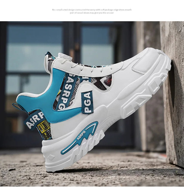 Scarpe da corsa sportive da uomo di grandi dimensioni per adolescenti, casual, con bottone di rotazione, fondo spesso, scarpe da papà rialzate, nuovo arrivo autunnale