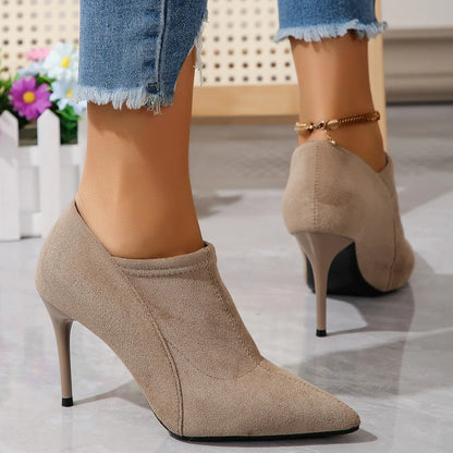 Primavera e autunno donna designer comodi stivali da neve con tacco alto donna eleganti stivaletti Baotou a punta scarpe da donna