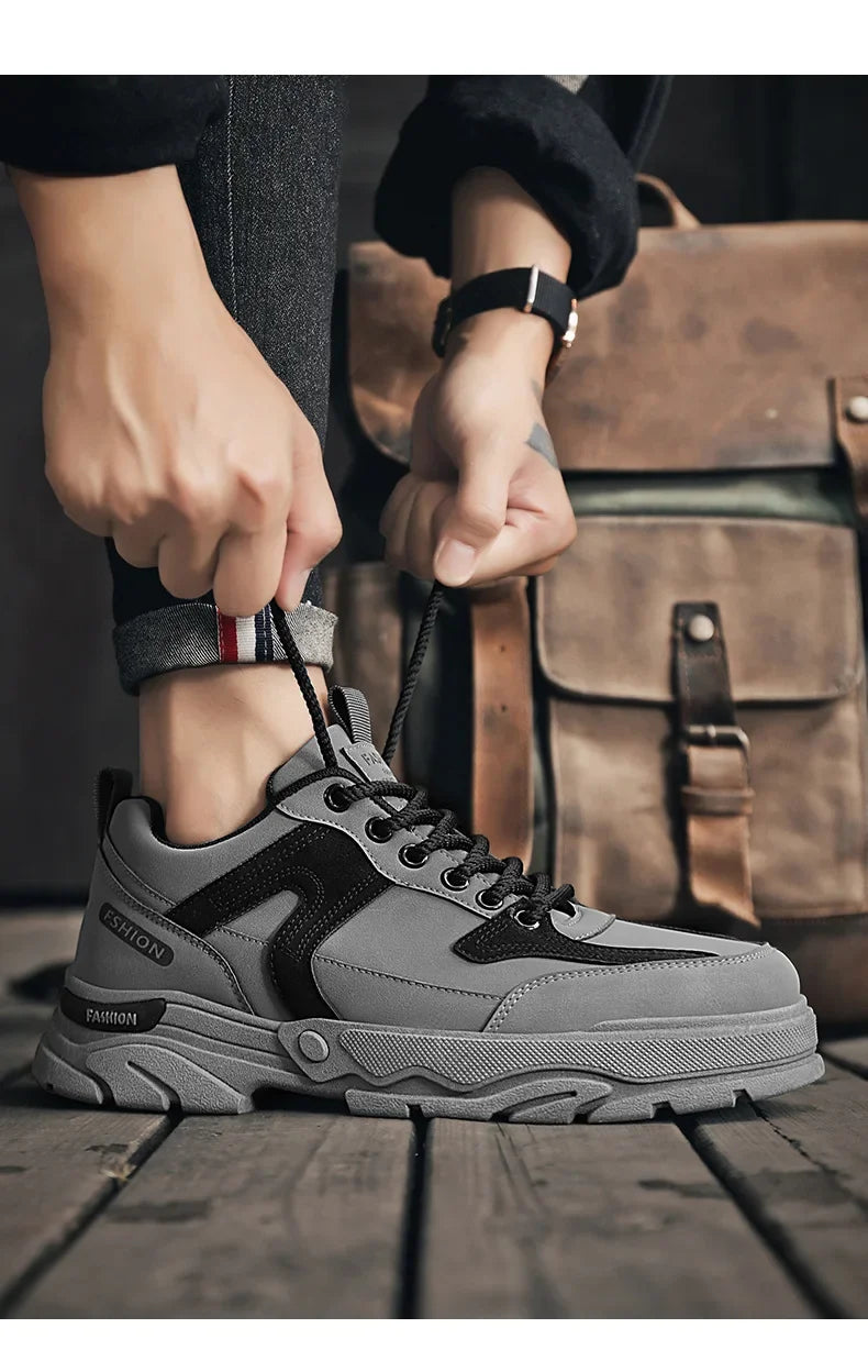 Fipatbu Scarpe casual primaverili da uomo Scarpe da ginnastica di lusso in pelle resistenti all'usura Chelsea Tattico Denim Combattimento Comode scarpe antinfortunistiche da lavoro