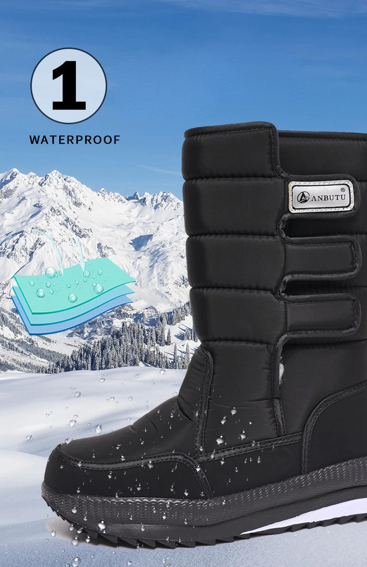 Stivali da uomo a metà polpaccio Stivali da neve da uomo impermeabili per esterni -40 °   Mantieni caldi stivali per coppie scarpe da donna con plateau antiscivolo taglia grande 36-47