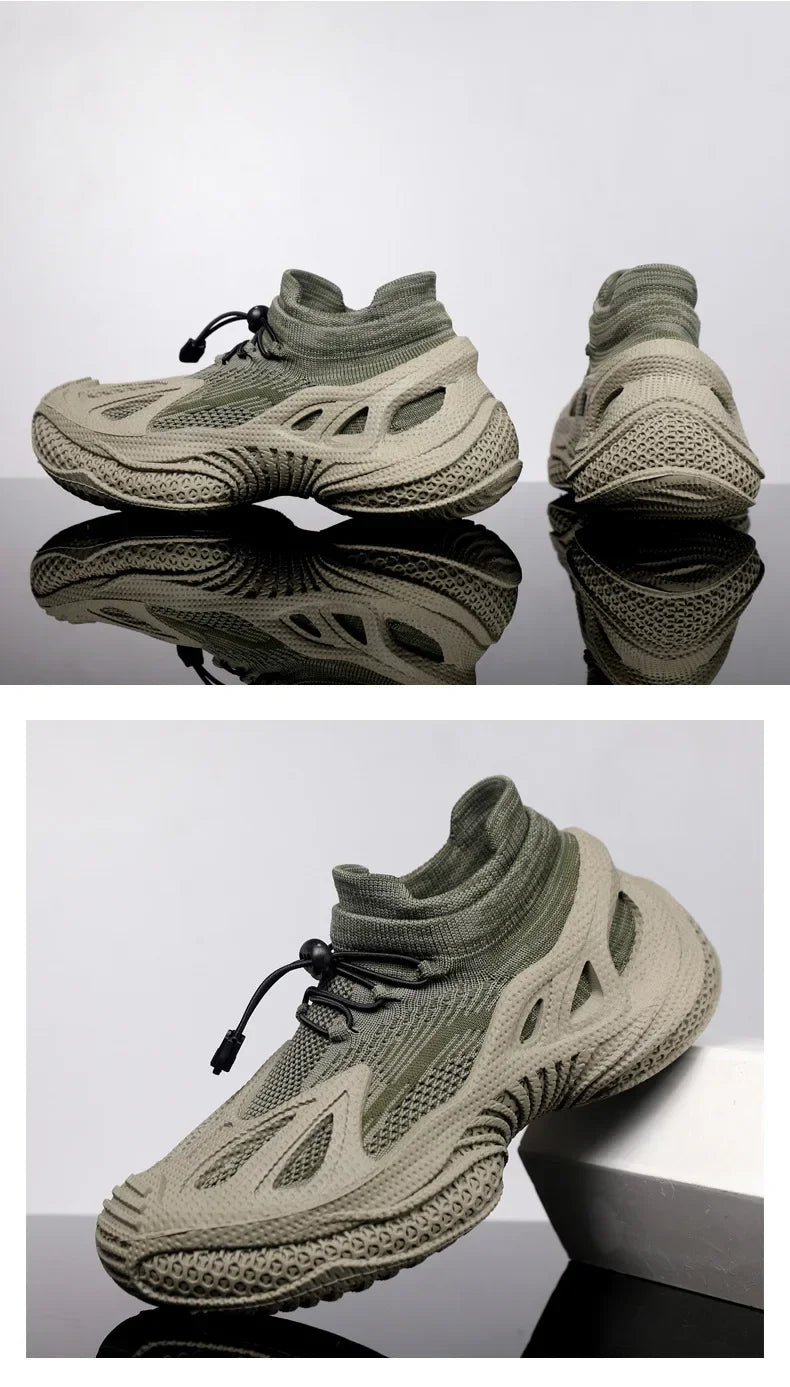 Scarpe da corsa da uomo Tomaia in mesh Traspirante Calzature sportive casual Tendenza estiva Ultraleggero Comodo Slip-on alla caviglia alta