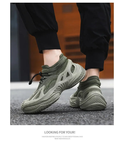 Scarpe da corsa da uomo Tomaia in mesh Traspirante Calzature sportive casual Tendenza estiva Ultraleggero Comodo Slip-on alla caviglia alta