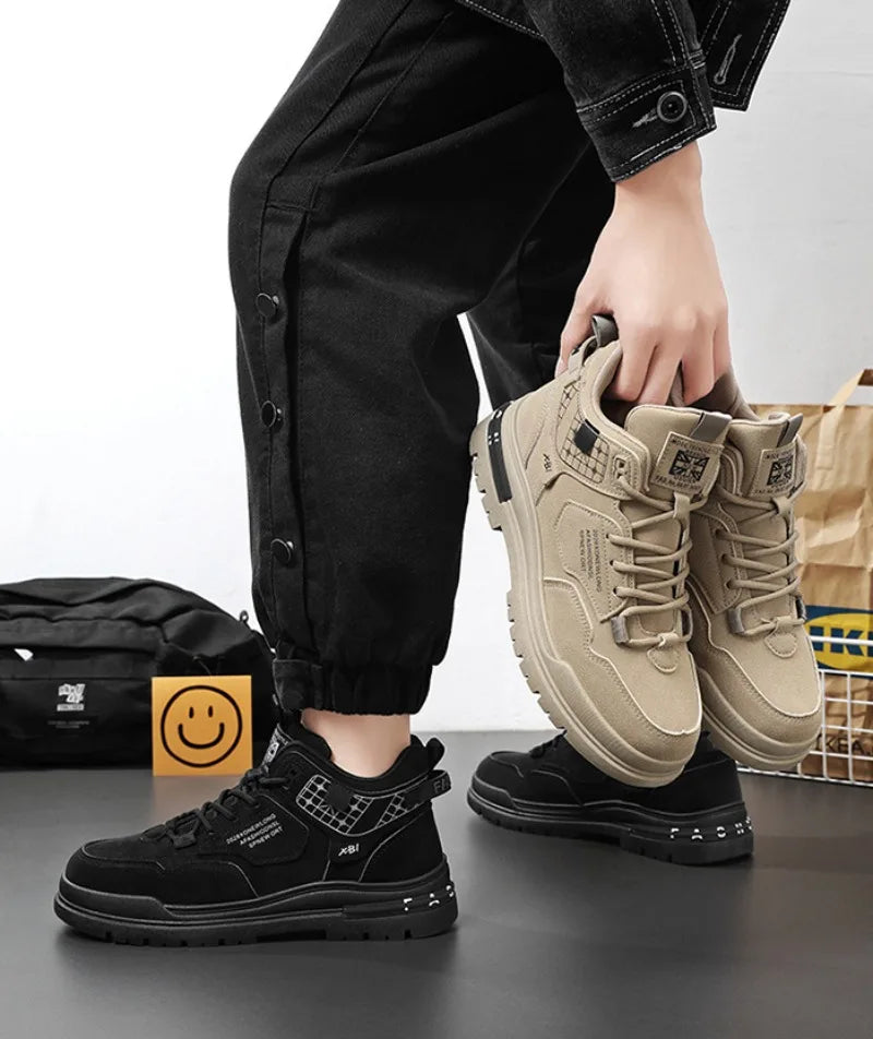 Scarpe Casual in pelle da uomo primavera traspirante spessore scarpe sportive studente moda High Top Skateboard scarpa stivaletto