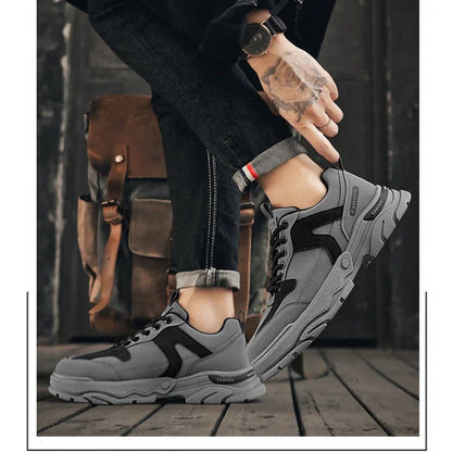 Fipatbu Scarpe casual primaverili da uomo Scarpe da ginnastica di lusso in pelle resistenti all'usura Chelsea Tattico Denim Combattimento Comode scarpe antinfortunistiche da lavoro