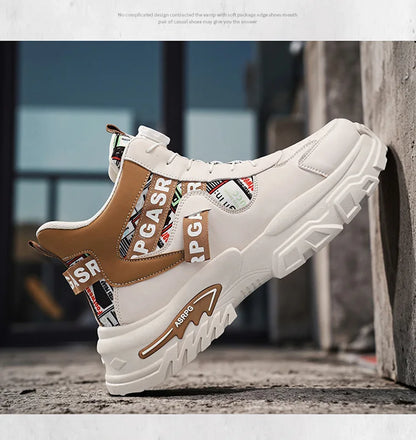 Scarpe da corsa sportive da uomo di grandi dimensioni per adolescenti, casual, con bottone di rotazione, fondo spesso, scarpe da papà rialzate, nuovo arrivo autunnale