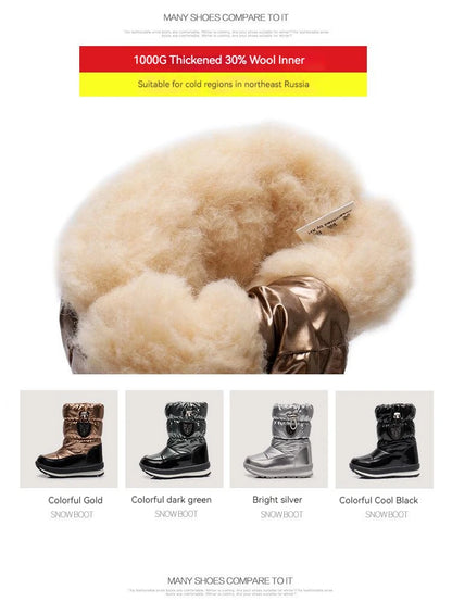 30% vera lana inverno caldo scarpe da bambino stivali da neve per bambini impermeabili -30 gradi tenere al caldo ragazze ragazzi stivali da neve scarpe per bambini