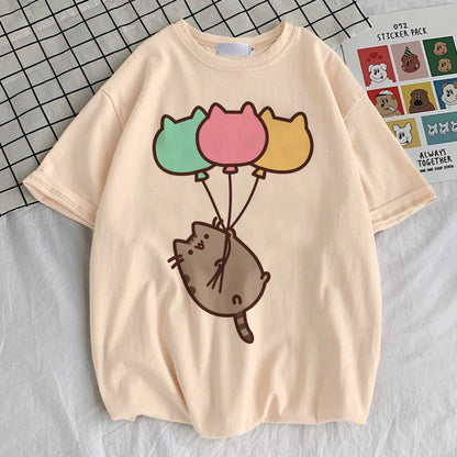 Maglietta Pusheen ragazza anime Punk Grafica harajuku Retro anni 2000 maglietta anni 2000 hip hop Pastello Classico Psichedelico