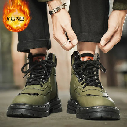 Stivali da uomo invernali Scarpe da esterno in cotone caldo peluche Nero Taglia 48 Scarpe da uomo resistenti al freddo con lacci impermeabili antiscivolo