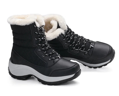 Stivali da neve Stivali con plateau da donna Scarpe invernali da donna antiscivolo Stivaletti caldi in pelliccia per donna Zeppe Stivali alti alla coscia impermeabili