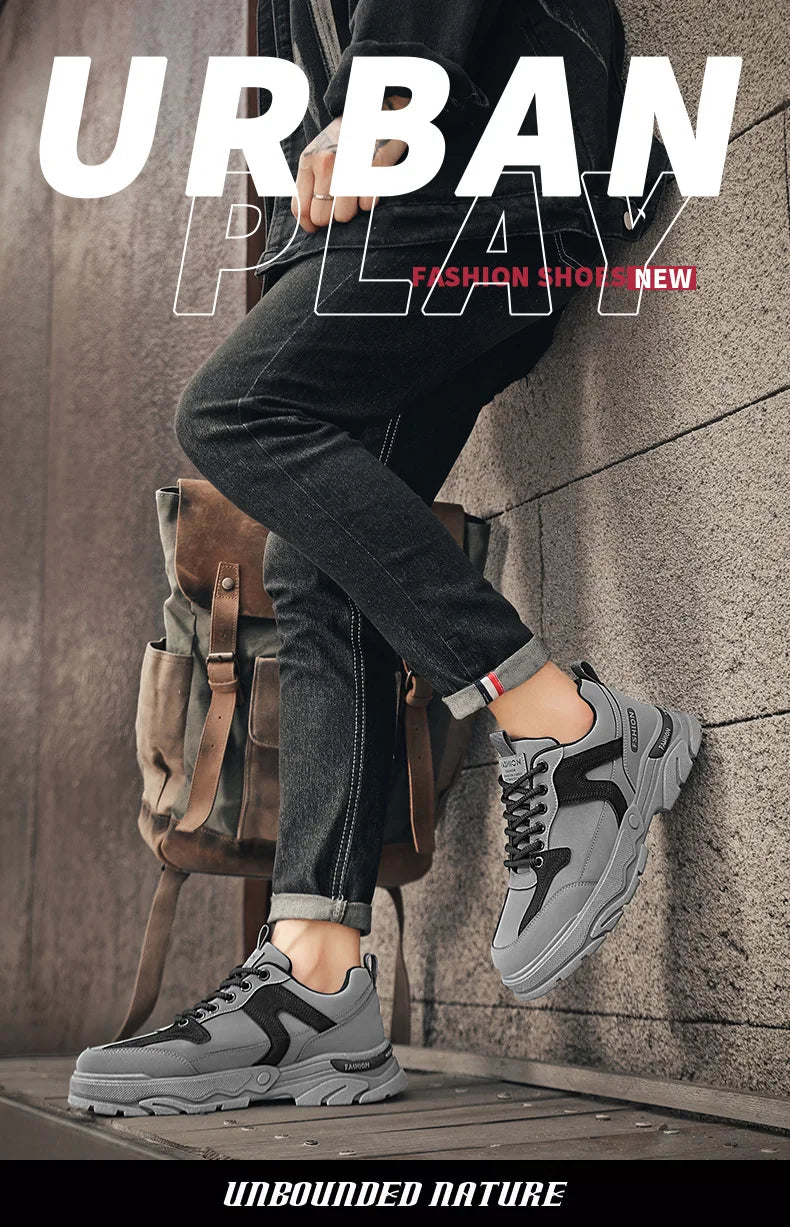 Fipatbu Scarpe casual primaverili da uomo Scarpe da ginnastica di lusso in pelle resistenti all'usura Chelsea Tattico Denim Combattimento Comode scarpe antinfortunistiche da lavoro