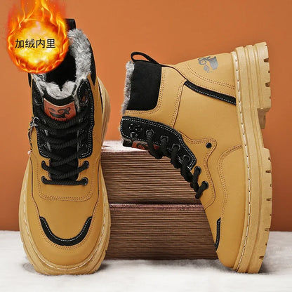 Stivali da uomo invernali Scarpe da esterno in cotone caldo peluche Nero Taglia 48 Scarpe da uomo resistenti al freddo con lacci impermeabili antiscivolo