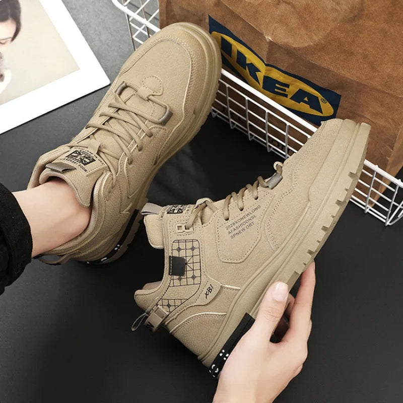 Scarpe Casual in pelle da uomo primavera traspirante spessore scarpe sportive studente moda High Top Skateboard scarpa stivaletto