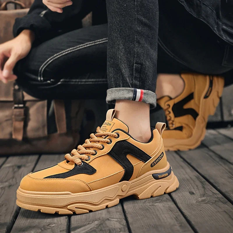 Fipatbu Scarpe casual primaverili da uomo Scarpe da ginnastica di lusso in pelle resistenti all'usura Chelsea Tattico Denim Combattimento Comode scarpe antinfortunistiche da lavoro