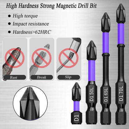 6/12 pezzi Punte per cacciavite magnetiche Punte a impatto Phillips antiurto antiscivolo Punte in lega di acciaio con gambo esagonale adatte per utensili elettrici